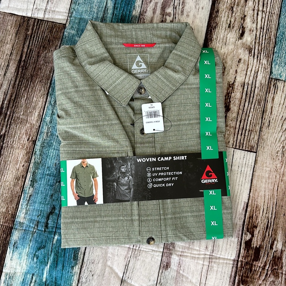 new XL mens gerry shirt green buttondown